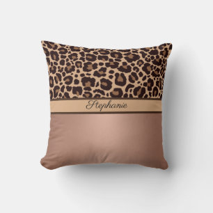 Leopard Animal Print Cheetah Rose Gold Trendy Throw Pillow