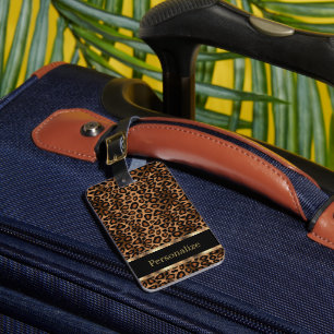 Leopard Animal Print DIY Text Luggage Tag