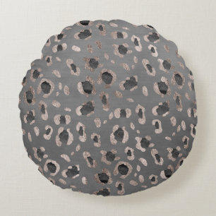 Leopard Animal Print Glam #6 Round Pillow