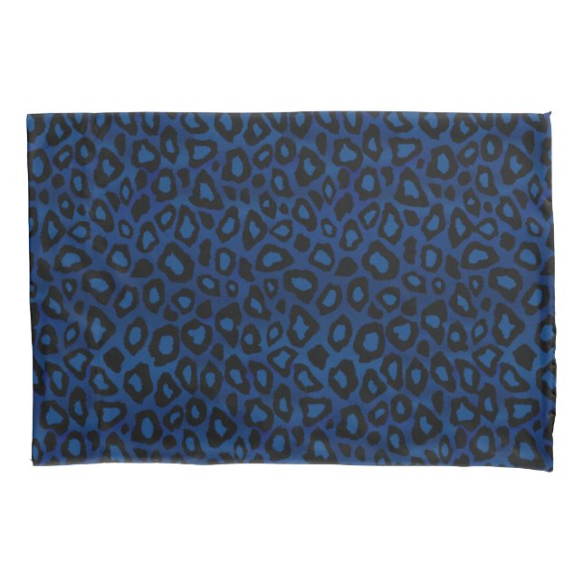 Leopard Animal Print in Blue Pillowcase (Front)