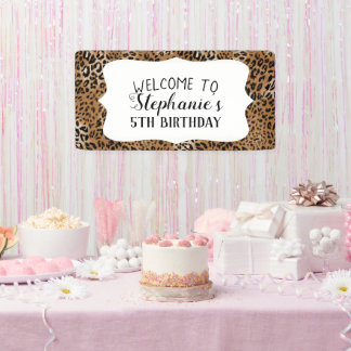Leopard Animal Print Kids Birthday Party Banner