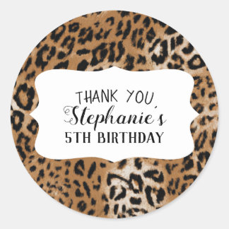 Leopard Animal Print Kids Birthday Party Classic Round Sticker