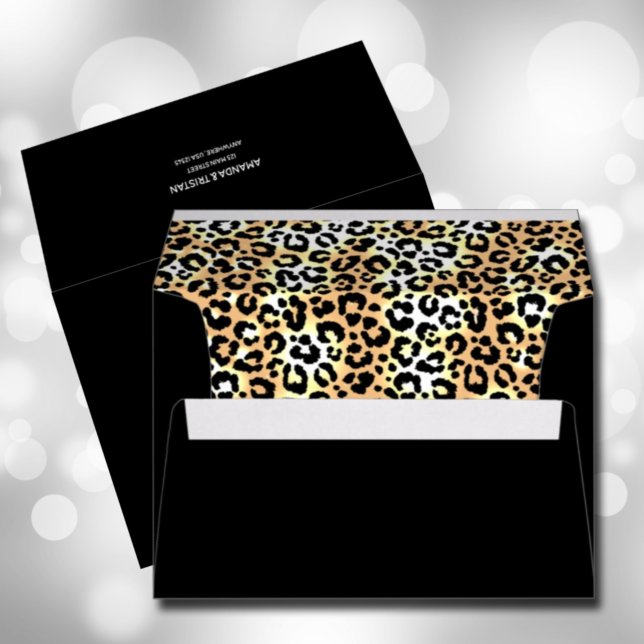 Leopard Animal Print Lined Black Envelope (Creator Uploaded)