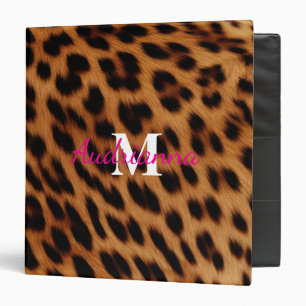 Leopard Animal Print Monogram Binder