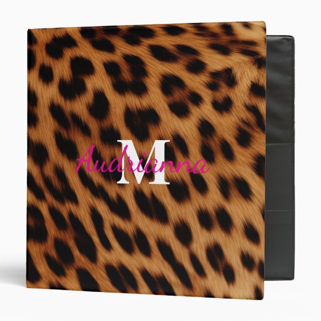 Leopard Animal Print Monogram Binder (Front/Inside)