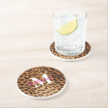 Leopard Animal Print Monogram Coaster<br><div class="desc">Leopard Animal Print Monogram and Name</div>