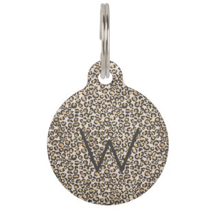Leopard Animal Print Monogram Initial Chic Pet Fun Tag