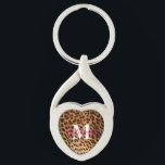 Leopard Animal Print Monogram Keychain<br><div class="desc">Leopard Animal Print Monogram and Name</div>