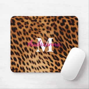 Leopard Animal Print Monogram Mouse Pad