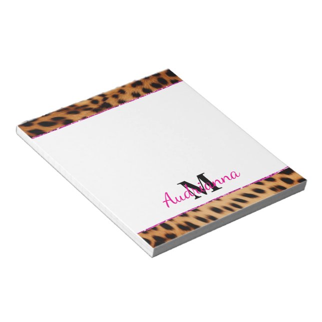 Leopard Animal Print Monogram Notepad (Angled)
