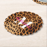 Leopard Animal Print Monogram Paper Coaster<br><div class="desc">Leopard Animal Print Monogram and Name</div>