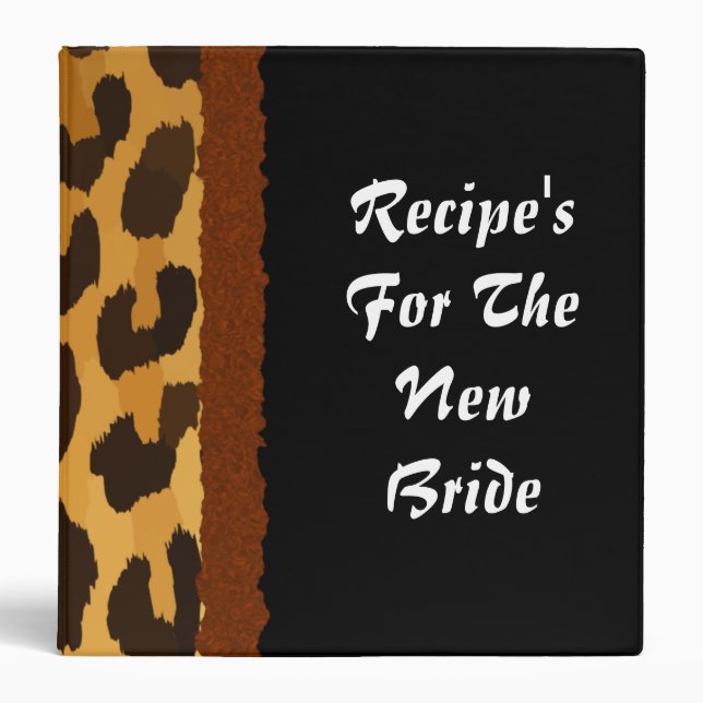 Leopard Animal Print New Bride Recipe Binder (Front)
