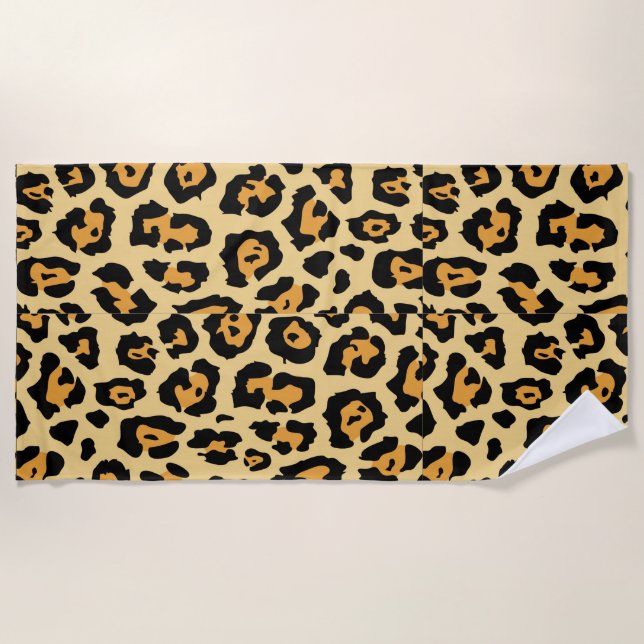 Leopard Animal Print Pattern-25560 Beach Towel (Front)