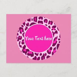 Leopard Animal Print Pattern Circle Fashion Pink Postcard