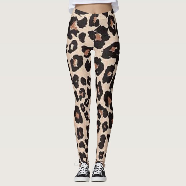 Leopard Animal Print Pattern Leggings (Front)