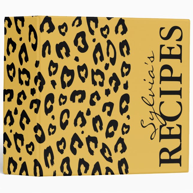 Leopard animal print pattern recipe binder book (Front/Spine)