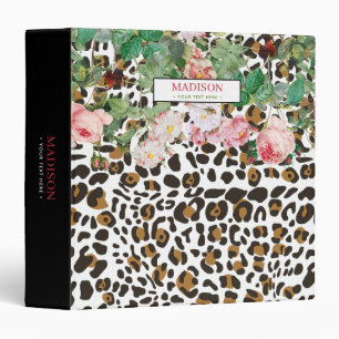 Leopard Animal Print Pattern Vintage Floral Chic Binder