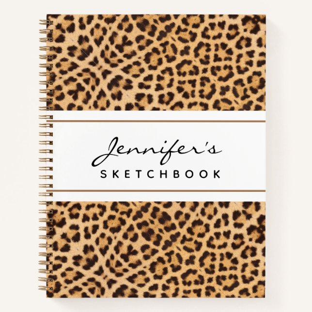 Leopard Animal Print Personalized Sketchbook Notebook (Front)