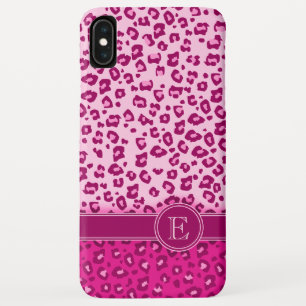 Leopard animal print pink custom monogram iPhone XS max case