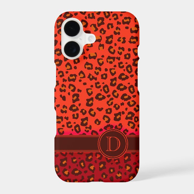 Leopard animal print reds monogram iphone case (Back)