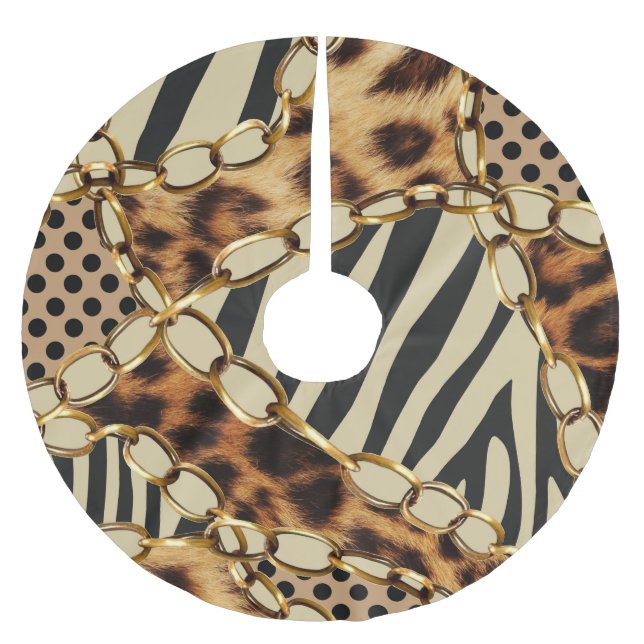 Leopard Animal Print Seamless Pattern Brushed Polyester Tree Skirt (Front)