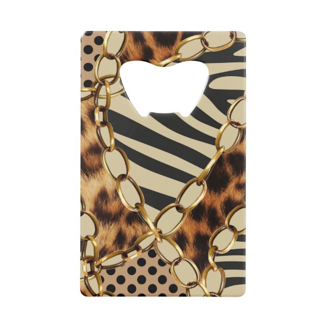 Leopard Animal Print Seamless Pattern Credit Card Bottle Opener (Front)