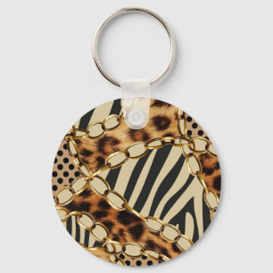 Leopard Animal Print Seamless Pattern Keychain