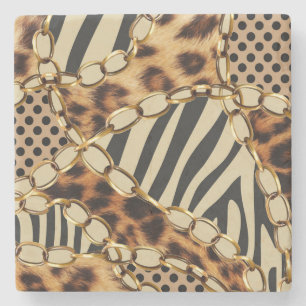 Leopard Animal Print Seamless Pattern Stone Coaster