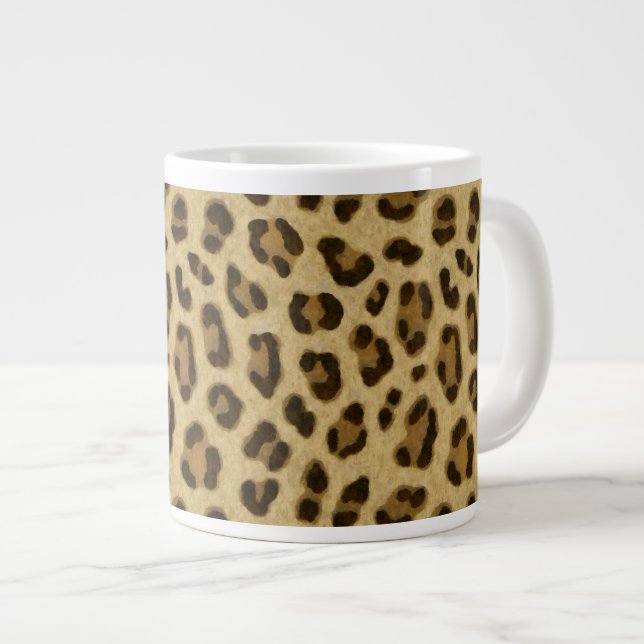 Leopard Animal Print Skin Pattern Large Coffee Mug (Front Right)