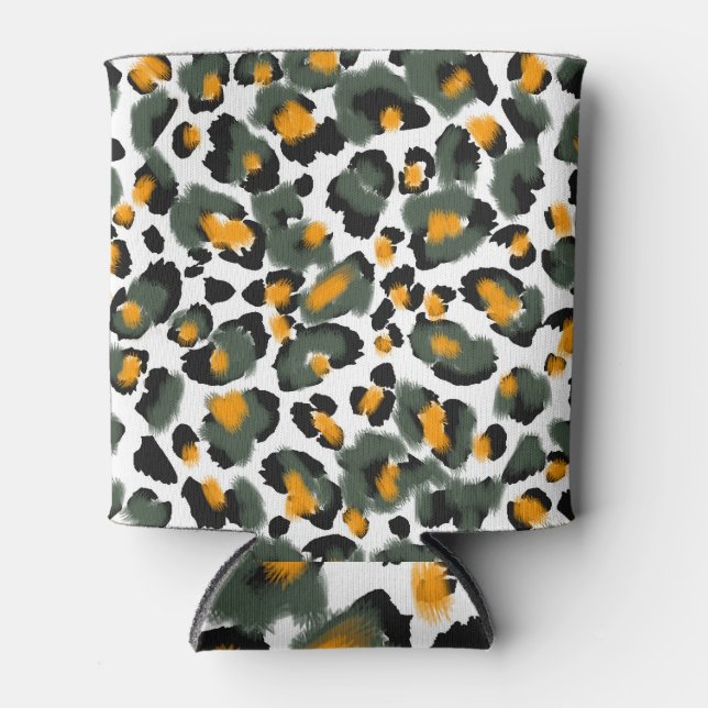 Leopard Animal Print Texture Background Can Cooler (Front)