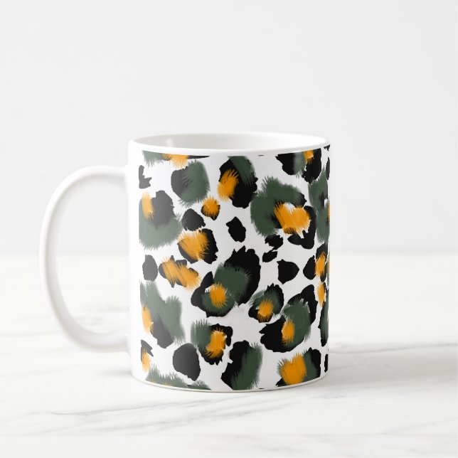Leopard Animal Print Texture Background Coffee Mug (Left)