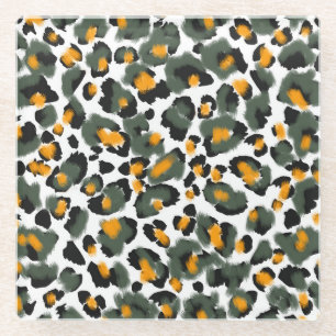 Leopard Animal Print Texture Background Glass Coaster