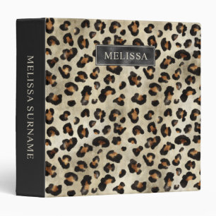 Leopard Animal Print With Black Faux Foil And Name Binder