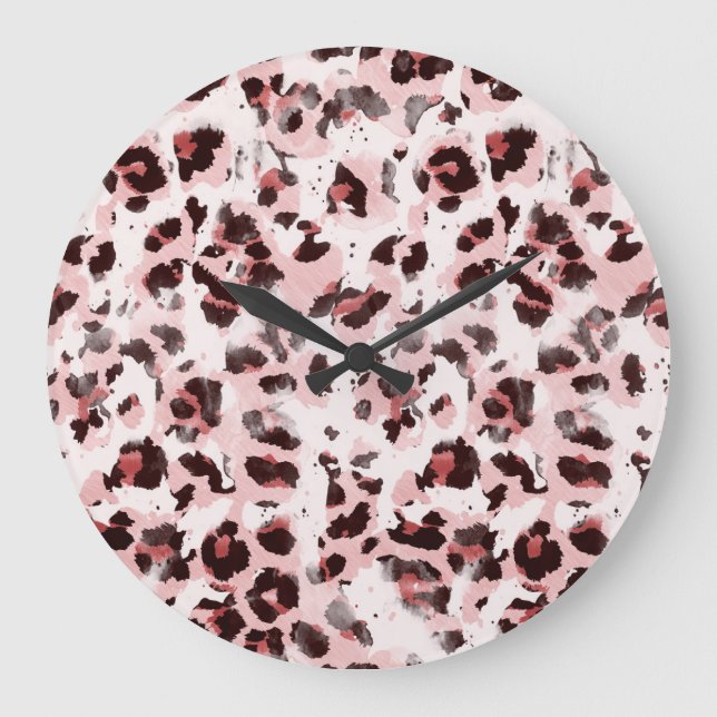 Leopard Animal Skin: Tie Dye Elegance. Large Clock (Front)