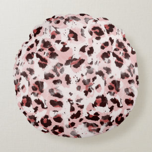 Leopard Animal Skin: Tie Dye Elegance. Round Pillow