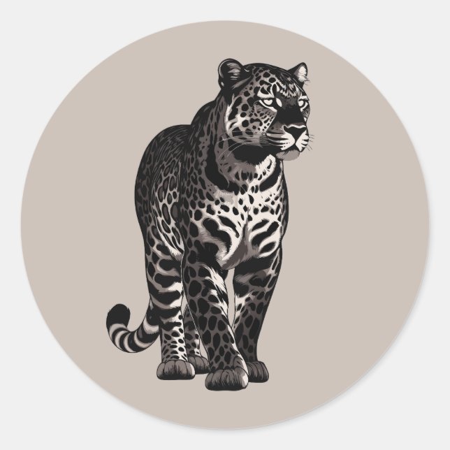 Leopard Animal Standing Classic Round Sticker (Front)