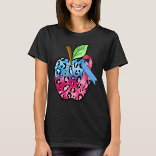 Leopard Apple SIDS Awareness Pink And Blue Ribbon T-Shirt