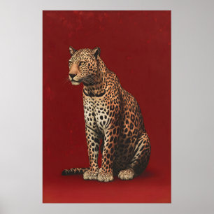 Leopard Art Print Regal Big Cat Portrait –