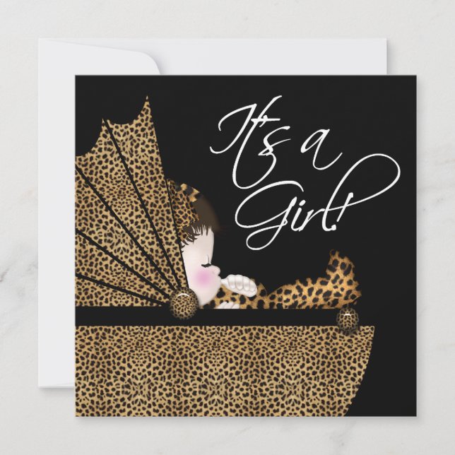 Leopard Baby Girl Shower Invitation (Front)