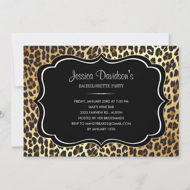 Leopard Bachelorette Party Invitations (Front)