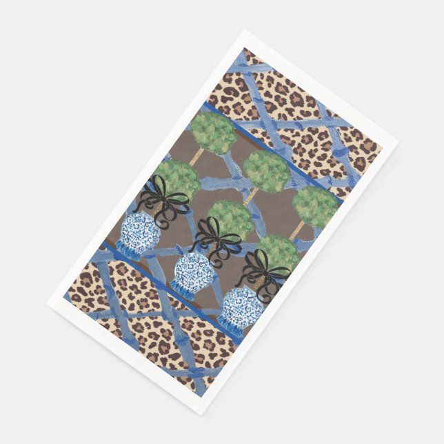 Leopard Bamboo Chinoiserie Ginger Jar  Napkin (Corner)