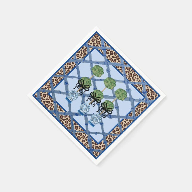 Leopard Bamboo Chinoiserie Ginger Jar  Paper  Napkin (Corner)