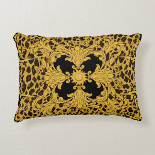 Leopard Baroque, Ornate Animal Print Accent Pillow