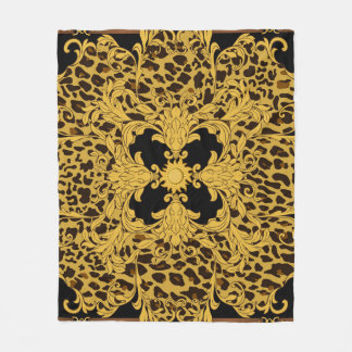 Leopard Baroque, Ornate Animal Print Fleece Blanket