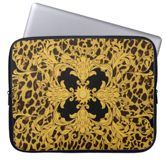 Leopard Baroque, Ornate Animal Print Laptop Sleeve