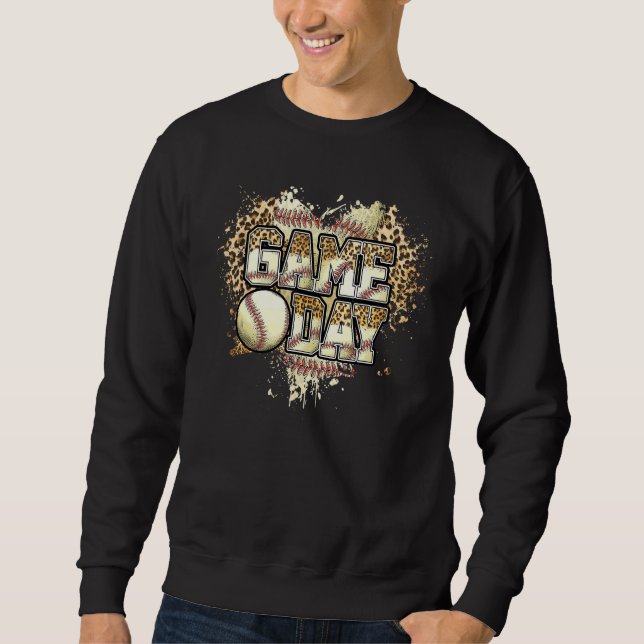 Leopard Baseball Game Day Baseball Mom Baseball Sweatshirt (Front)