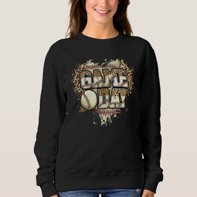 Leopard Baseball Game Day Baseball Mom Baseball Sweatshirt (Front)