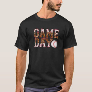 Leopard Baseball Game Day Vibes Baseball Mom Mothe T-Shirt