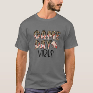 Leopard Baseball Game Day Vibes Baseball Mom Mothe T-Shirt
