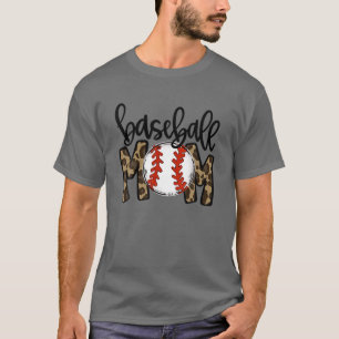 Leopard Baseball Mom Game Day Vibes Ball Mom Mothe T-Shirt